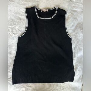 Nanette Lepore Black Knit Top with White Trim